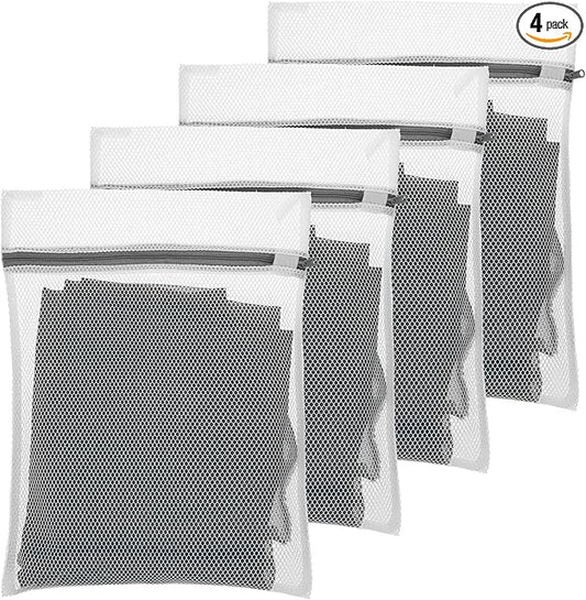 4Pcs Mesh Laundry Bags for Delicates 30x20cm Small Mini Durable Lingerie Bags for Washing Machine Delicates Laundry Bag for Lingerie Underwear Socks Baby Clothes Travel 11.8 x 7.87 Inches