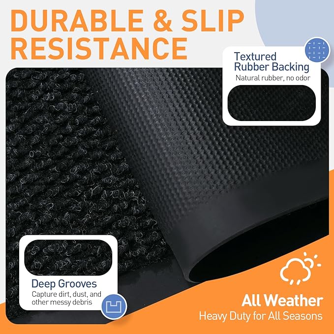 Front Door Mat Indoor Outdoor Entrance, 2ft x 15ft Non Slip Custom Size Outdoor Mat, Commercial Easy Clean Door Mat, Low-Profile Doormat Welcome Floor doormats, Resist Dirt for Front Door Patio Decor