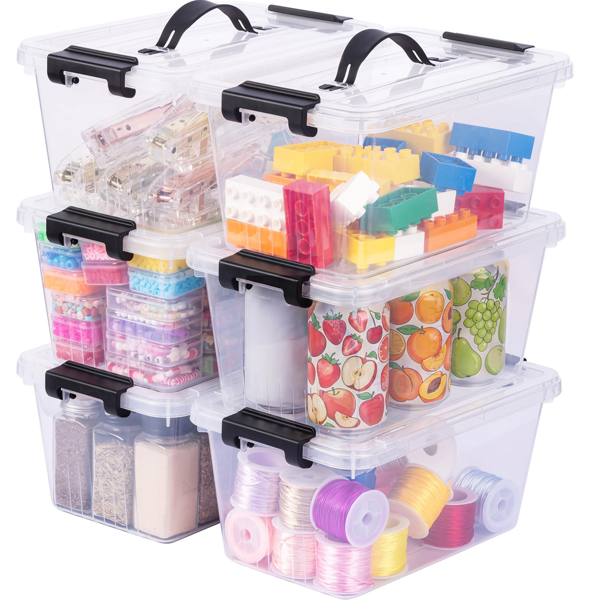 Storage Bins with Lids 6 Pack 7Qt Clear Stackable Organizer - Image 1