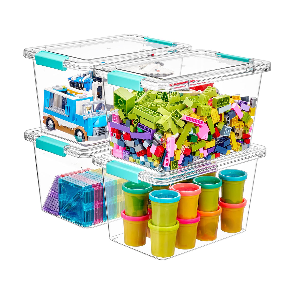 Vtopmart 4 Pack 5 Qt Clear Storage Bins with Lids for Toy & Craft - Image 1