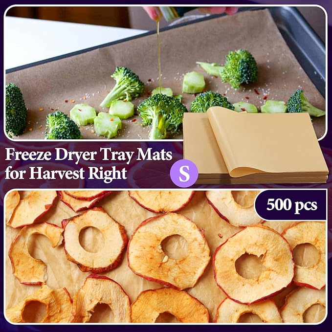 500 Packs Freeze Dryer Tray Mats For Harvest Right Freeze Dryer Accessories for Small Trays, Parchment Sheets, Freeze Dryer Tray Mats for Harvest Right
