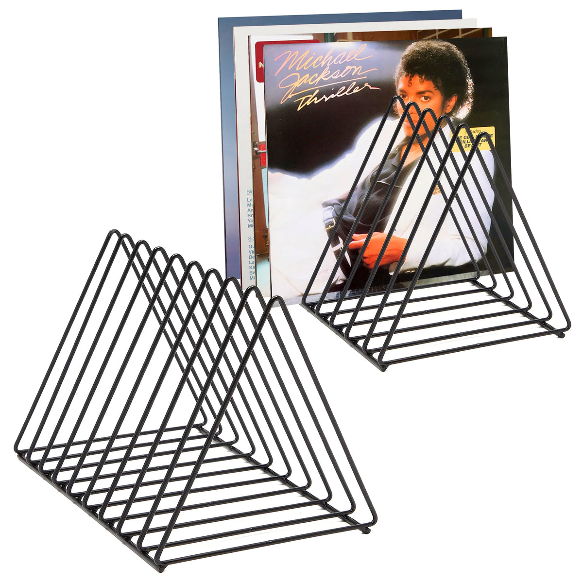 2 Vinyl Record Storage Rack, 9 Slots Holds 60 Albums - Image 1