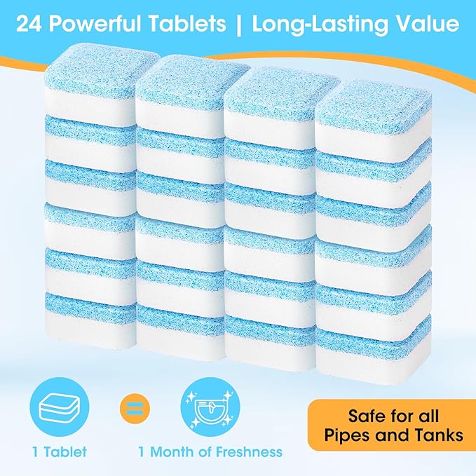 Garbage Disposal Cleaner Deodorizer Tablets - 24 Ultra-Strength Deep Clean to Eliminate Odors