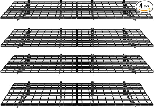 FLEXIMOUNTS 4-Pack 2x6ft 24-inch-by-72-inch Wall Shelf Garage Storage Rack Floating Shelves, Black, Classic Series