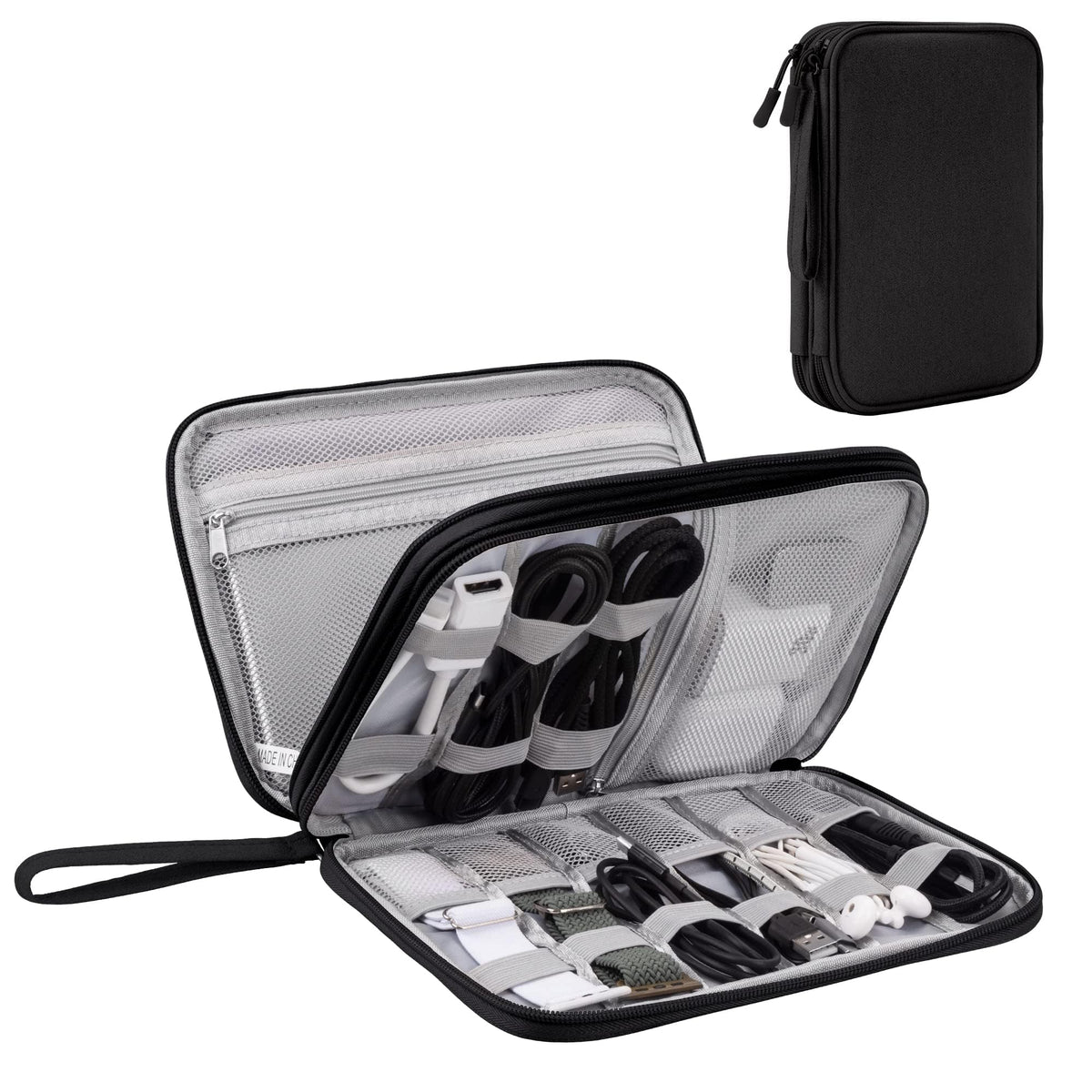 Arae Travel Essentials Electronic Organizer Double Layer - Black - Image 1