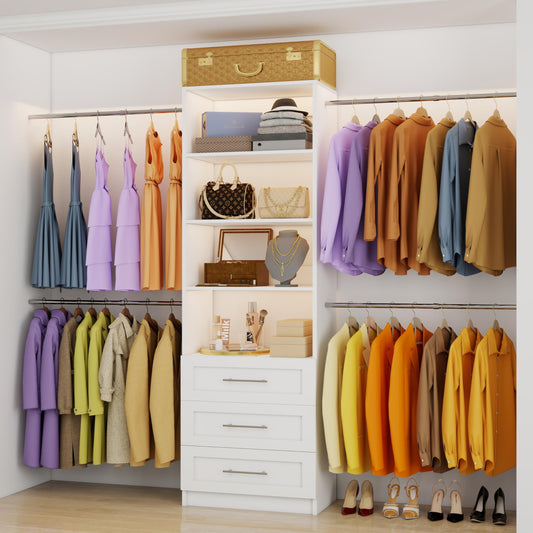 Closet System,5FT-9FT Closet Organizer with 3 Drawers - Image 1