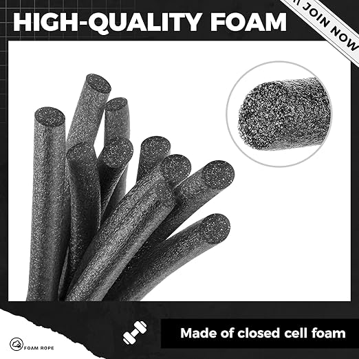 1/4 Inch x 50 ft Foam Backer Rod for Gaps Joints Concrete Crack Filler Caulk Saver Bulk Foam Backing Rod Concrete Filler Rope for Weather Stripping Door Seal (Black)