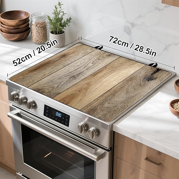 Stove Top Cover for Home Decoration Kitchen Pad Washable Cooktop Covers Countertop Stove Protector Mat for Home Kitchen Cooktops (Wood grain, 28"x20")