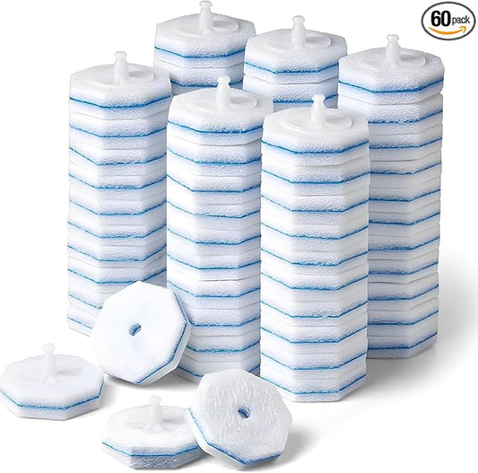 60 Pack Toilet Wand Refills Compatible with Clorox Toilet Brushes, Instant Foam Cleaning, Secure Lock No Slipping, Odor Neutralizing, Easy Snap-On Design