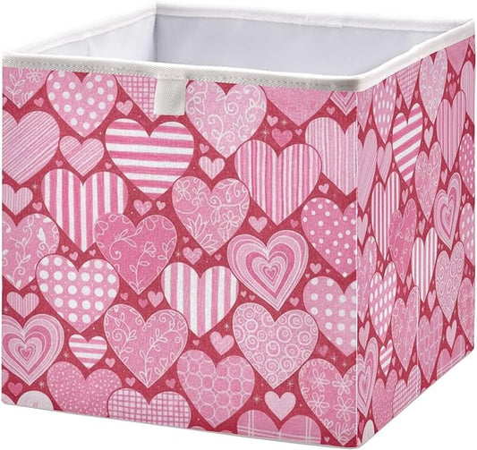 Bolaz Valentine's Day Different Hearts Closet Organizers Storage Cubes Storage Bins Shelf Baskets Containers for Home Room Office,Square