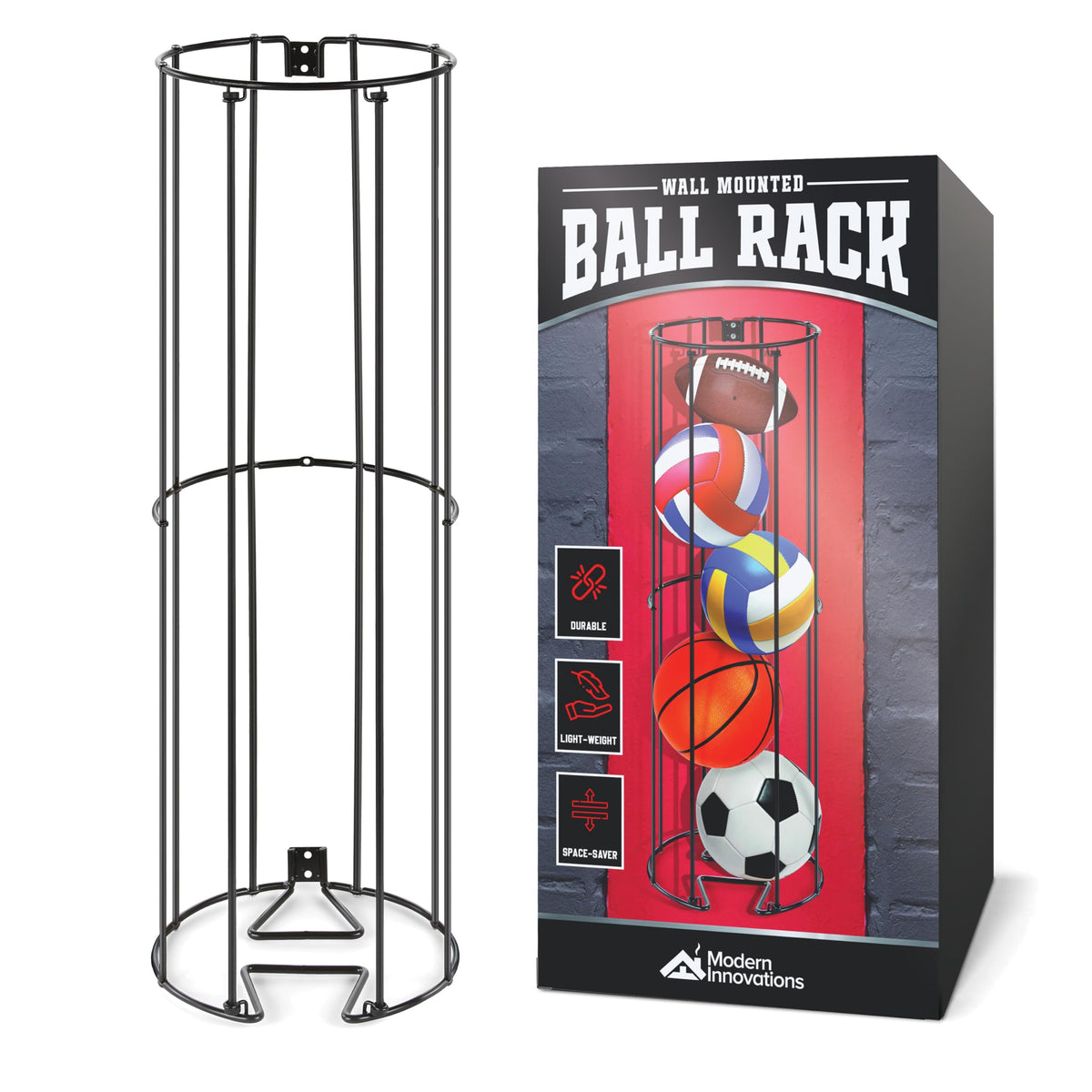 Vertical Ball Storage Rack, Wall-Mounted Garage Sports - Image 1