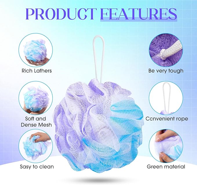 Sunnyray 100 Pcs Loofahs Bulk Bath Sponge Shower Luffas Exfoliating Body Scrubber Packs Soft Mesh Loofahs Balls Travel Cleaning Wash Puff Bathing Accessories for Women Men, 20g (Mixedcolor)