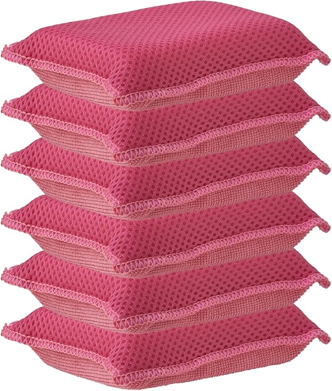 Microfiber Sponges for Dishes Kitchen Sponges Non-Scratch Sponge Dish Scrubber Heavy Duty Household Cleaning Sponges Multi-Purpose Cleaning Supplies Dish Sponge Kitchen Sponges Pack of 6