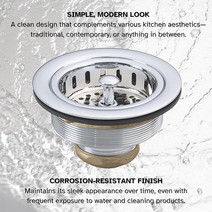 Westbrass R214-26 3-1/2-Inch Post Basket Strainer, Polished Chrome