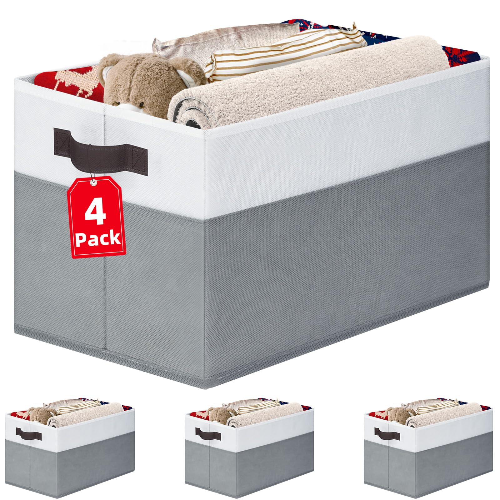 4 Pack Large Closet Storage Baskets Bins for Shelves | Home Organizati - Image 1