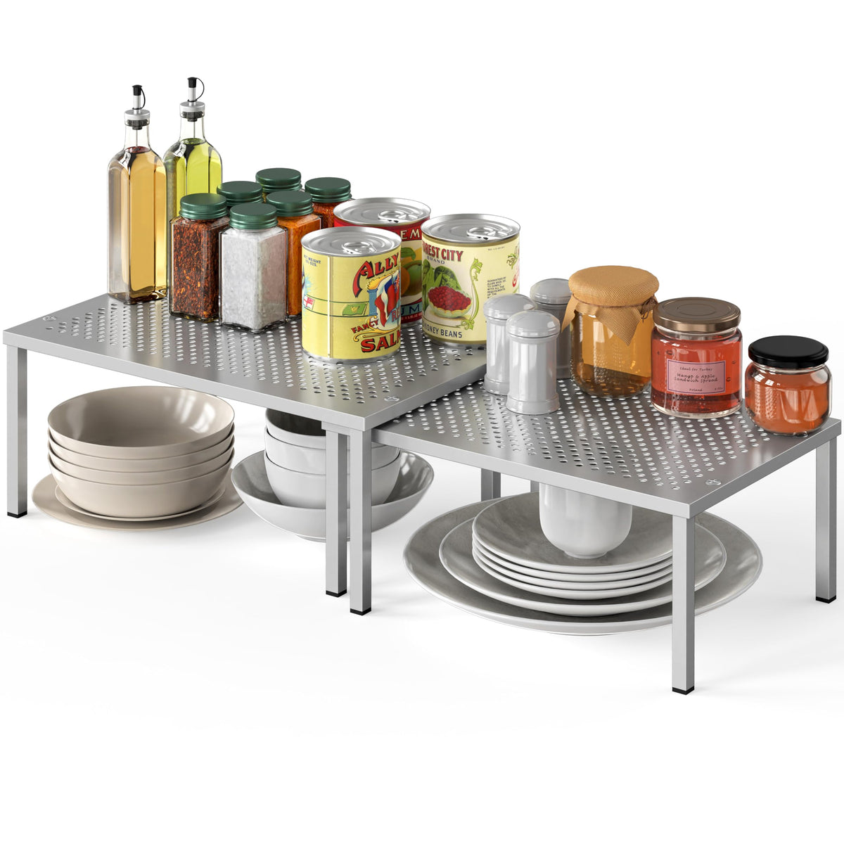 Simple Houseware Cabinet Counter Shelf Organizer w/Steel Surface - Image 1