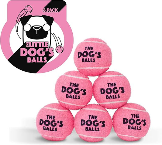 The Little Dog’s Balls Dog Tennis Balls for Small Dogs & Puppies, Pink, 6-Pack - Non-Abrasive Felt Fetch Balls, Tough Rubber Core, Float in Water