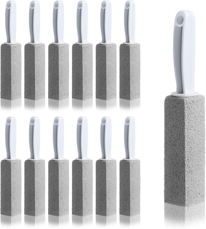 12 Pcs Toilet Pumice Stone with Handle, Pumice Stone Toilet Bowl Cleaner Remove Limescale Cleaning Block for Cleaning Toilets, Bathroom, Sink, Swimming Pools
