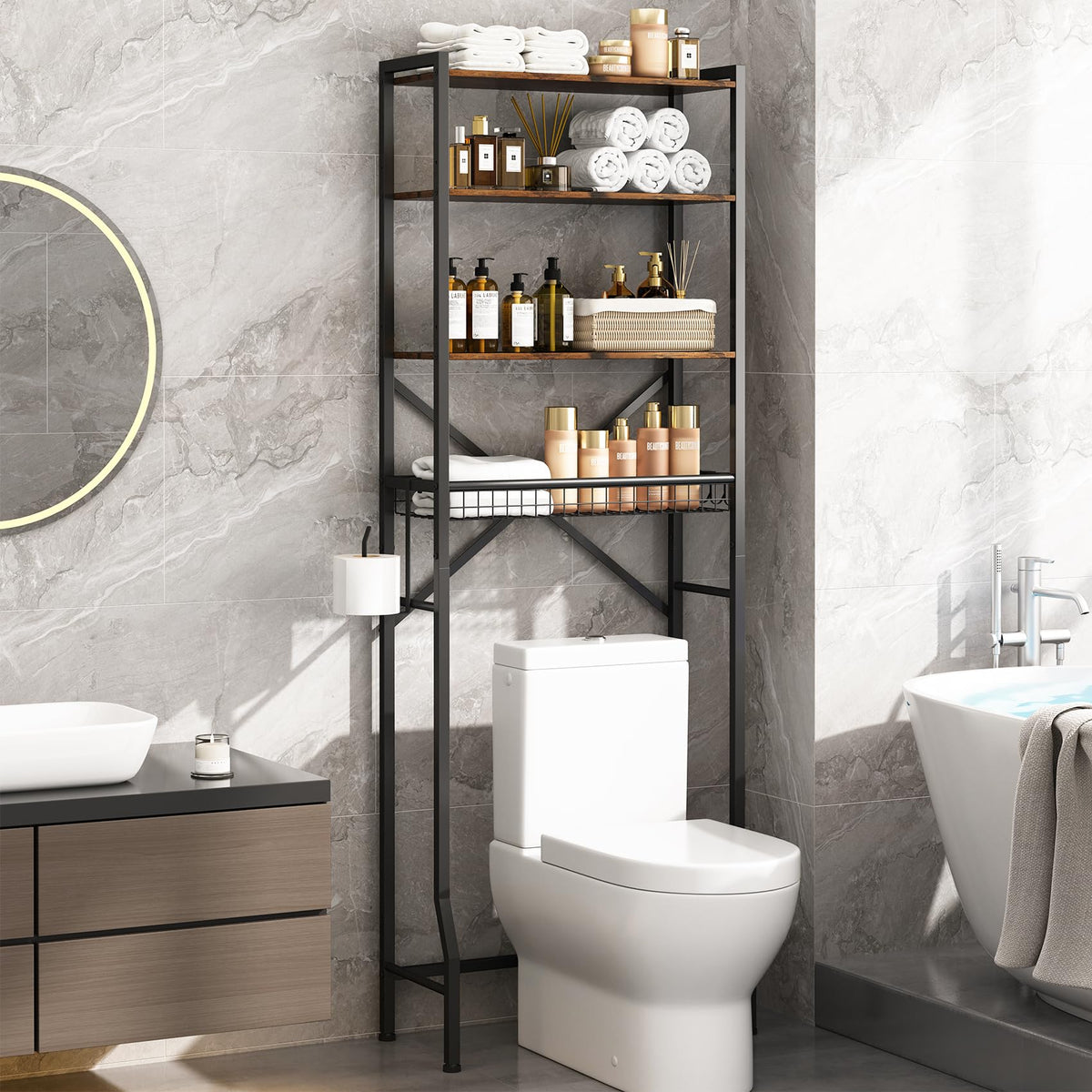 Over The Toilet Storage Rack, 4-Tier Bathroom Organizers - Image 1