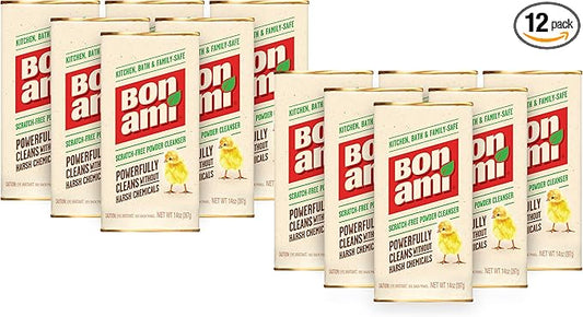 BON AMI Powder Cleanser for Kitchens & Bathrooms - All types of Surfaces, Cleans Grime & Dirt, Polishes Surfaces, Absorbs Odors (12 Pack)