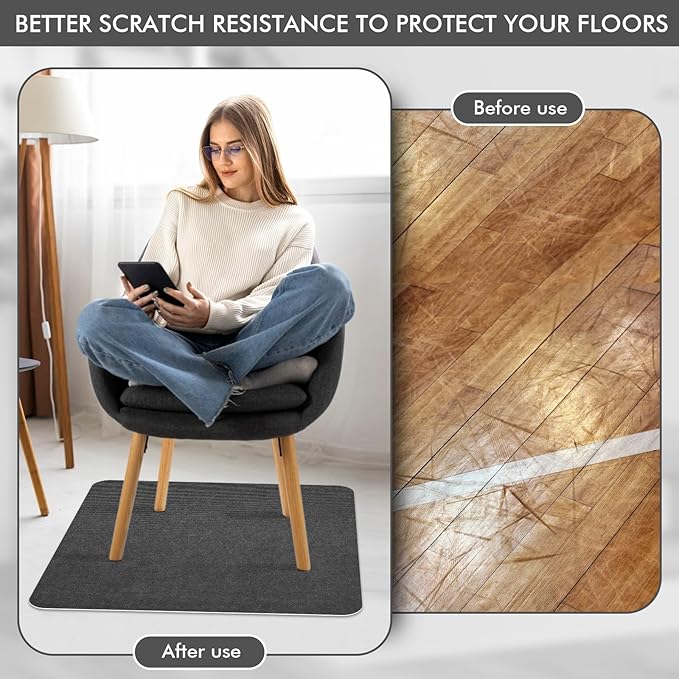 Recliner Pads for Hardwood Floors Non Skid, 35"x35" Furniture Pads Floor Mats for Carpet, Anti Slide Office Chair Mat for Floor Protector, Chairs Recliner Rug Non Slip Recliner Grippers (2 Pack-Grey