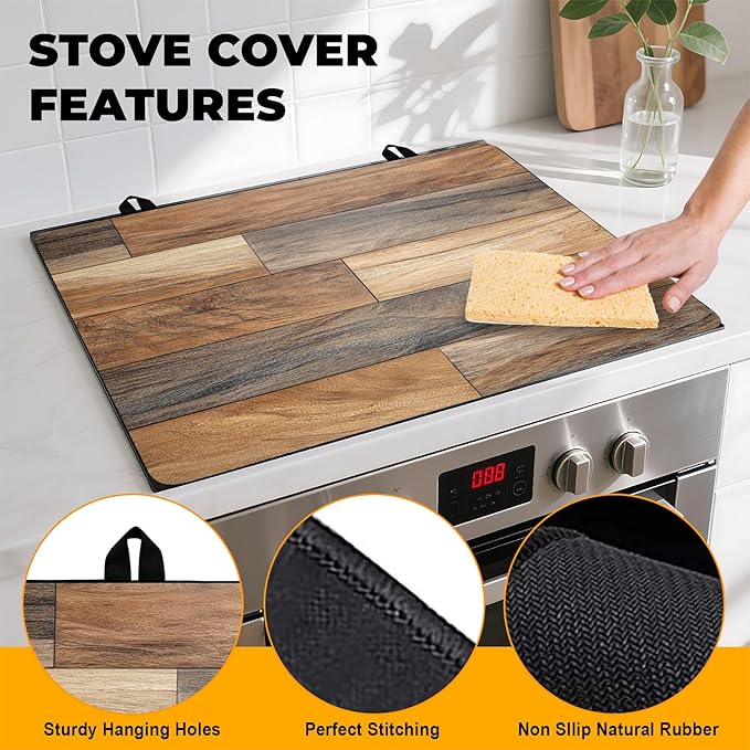 Stove Top Cover for Home Decoration Kitchen Pad Washable Cooktop Covers Countertop Stove Protector Mat for Home Kitchen Cooktops (brown, 28"x20")