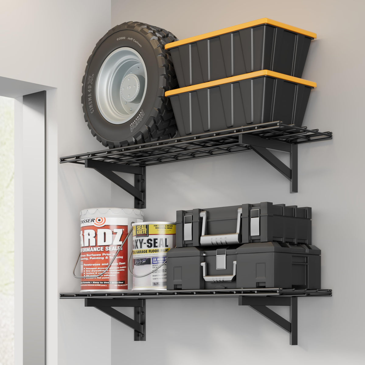 Jusgym 2 Pack Wall Mounted Garage Shelving, 1x4ft - Image 1