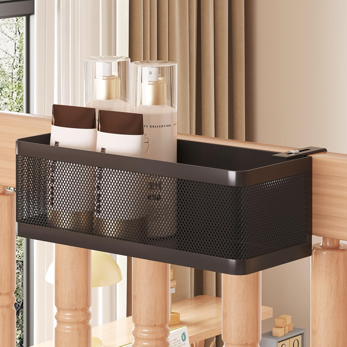 Bedside Caddy Shelf for Bunk Bed, Black, L11in*W4.9in*H3.93in - Image 1