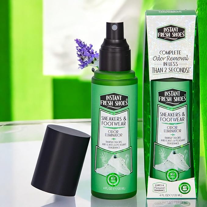 Shoe Deodorizer & Foot Odor Elimination Spray - Instant Shoe Smell Remover for Sneakers, Cleats, Boots, All Footwear, Gym Bags & Sports Equipment - Fresh Lavender Scent - 4 fl oz.