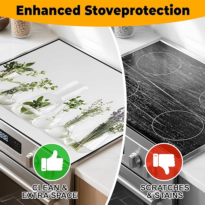 Stove Top Cover for Home Decoration Kitchen Pad Washable Cooktop Covers Countertop Stove Protector Mat for Home Kitchen Cooktops (vase, 28"x20")