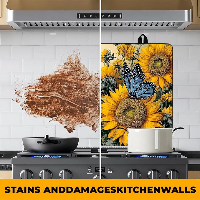 Happy Easter Stove Top Cover Flower Eggs Cute Rabbit Gas Stove Top Cover for Home Decoration Kitchen St. Patrick Day Pad Non-Stick Washable Cooktop Covers Countertop Protector (sunflower, 28" x 20")