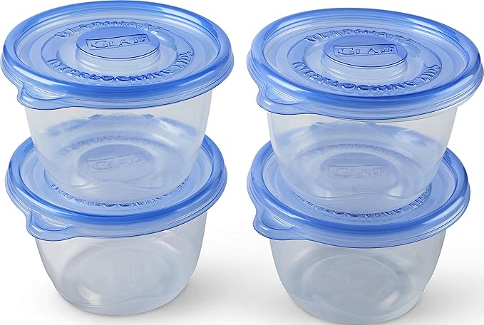 Glad Gladware Lockware to Go Food Storage Containers Medium Size Round Food Storage That Holds up to 32 Ounces of Food, Solids, or Liquids | 32 oz Containers, 4 Count Set