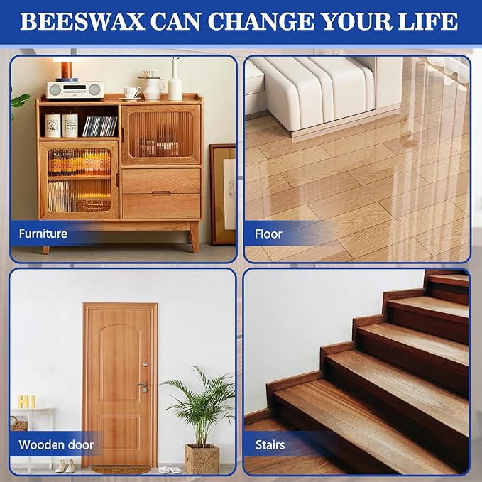 Beeswax Gleam Premium Furniture Wax - All-Natural Wood Polish & Conditioner, Waterproof Restorer & Cleaner for Wood Furniture (2 Pcs)