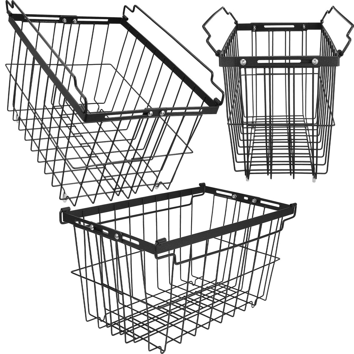 BESTYASH 3 Pack Freezer Organizer Bins, Adjustable Metal Baskets - Image 1