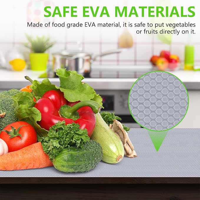 Shelf Liners for Kitchen Cabinets Refrigerator Liners Waterproof Kitchen Cupboard Liner Non-Slip Drawer Mats EVA Material Non Adhesive Fridge Mats for Shelves - Clear 11.8 x 393.7 Inches