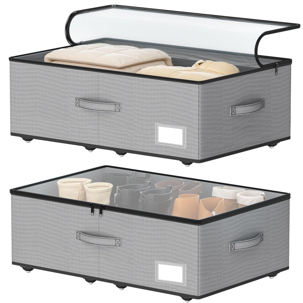 Under Bed Storage with Wheels, 10 inches height，Grey - Image 1