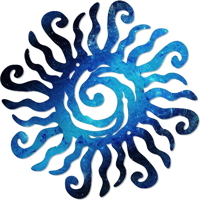 KOYILTD Unique Sun Metal Wall Art Outdoor Decor or Indoor Decor Multicolor and Rust Proof Wall Sculpture Farmhouse Metal Decorative Wall Art for Bedroom Living Room Garden Patio Pool (12 in, Sun B)