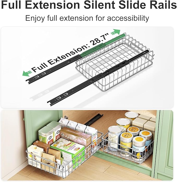Pull-Out Cabinet Organizer — Stainless Steel, 2-Pack