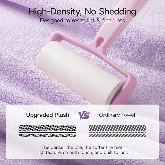 REDKISS Towel Set of 6 - Oversized Bath Sheets (70 x35 in), 670GSM Ultra Soft & Highly Absorbent, Quick Dry Purple Bath Towels Sets for Bathroom, Spa, Hotel, Gym
