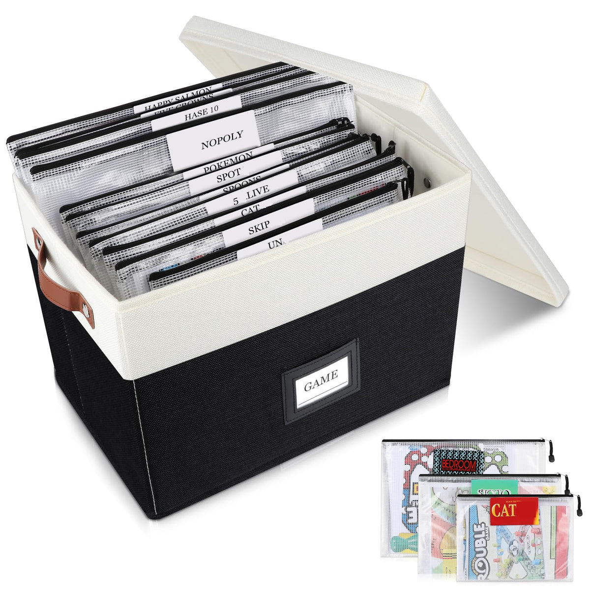 Board Game Storage, Board Game Organizer with 12pcs Zipper - Image 1