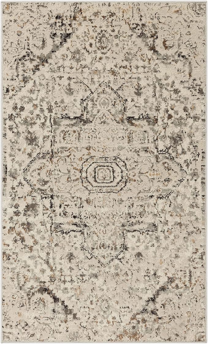 Mohawk Home Invati Traditional Floral Ornamental Cream 5' 3" x 8' Area Rug Perfect for Living Room, Dining Room, Office
