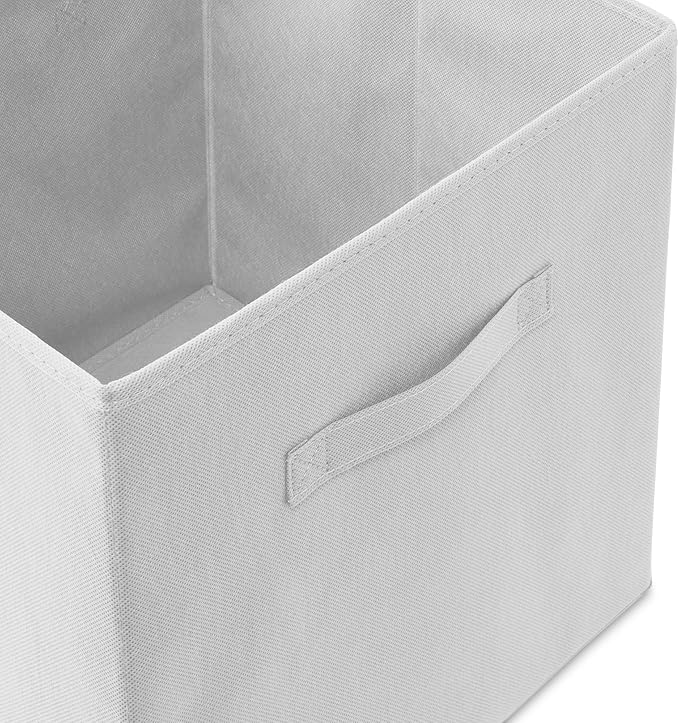 Casafield Set of 6 Collapsible Fabric Cube Storage Bins, White - 13" Foldable Cloth Baskets for Shelves, Cubby Organizers & More
