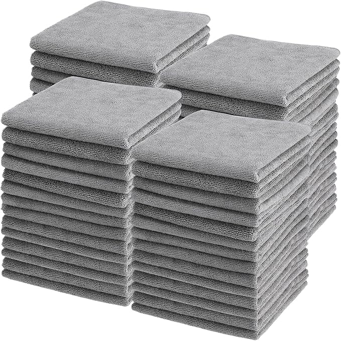 Shimeyao 50 Pack Bleach Proof Towels Microfiber Absorbent Resistant Hair Hand Towels Bulk Quick Dry for Barber Gym Bath Spa Shaving (Light Grey,16 x 29 Inch)