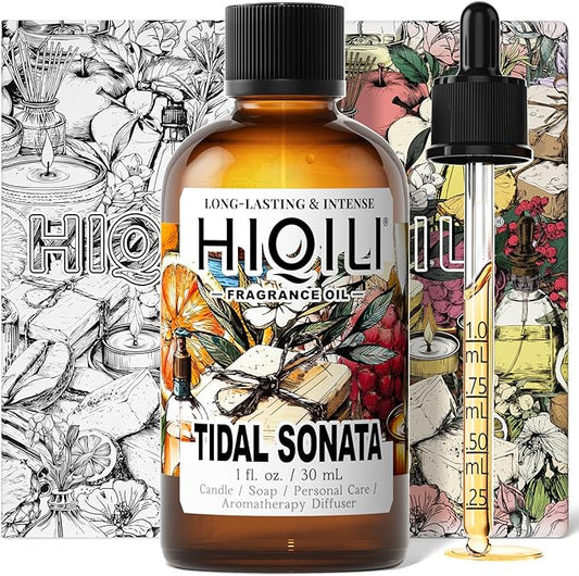 HIQILI Tidal Sonata Fragrance Oil for Diffuser, Ocean & Lemon Scents, Candle & Soap Making, Personal Care Scenting, Aquatic Notes, Long-Lasting Scents - 1 Fl Oz
