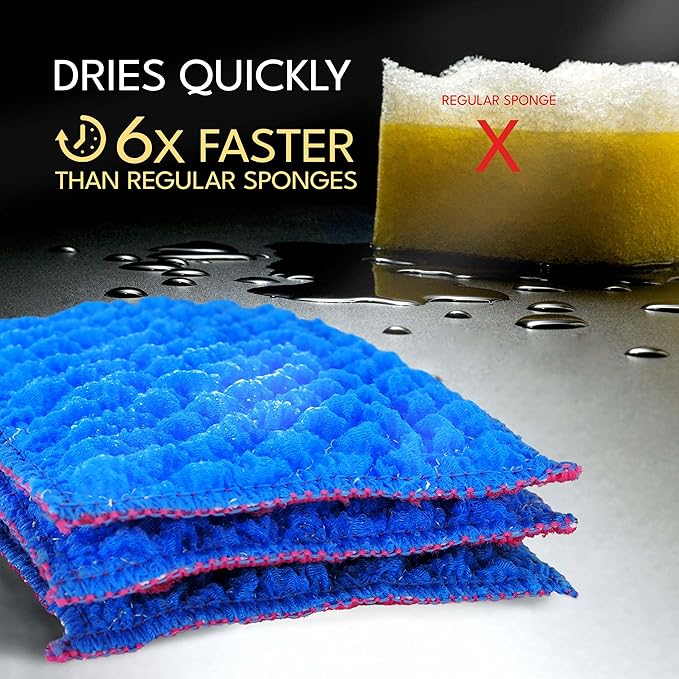 Durable Dish Cloth for Washing Dishes - Reusable Scouring Pad- Sponge Alternative for Non-Scratch Cleaning - for Dishes, Tiles, Floor and Other Surfaces - Pack of 3