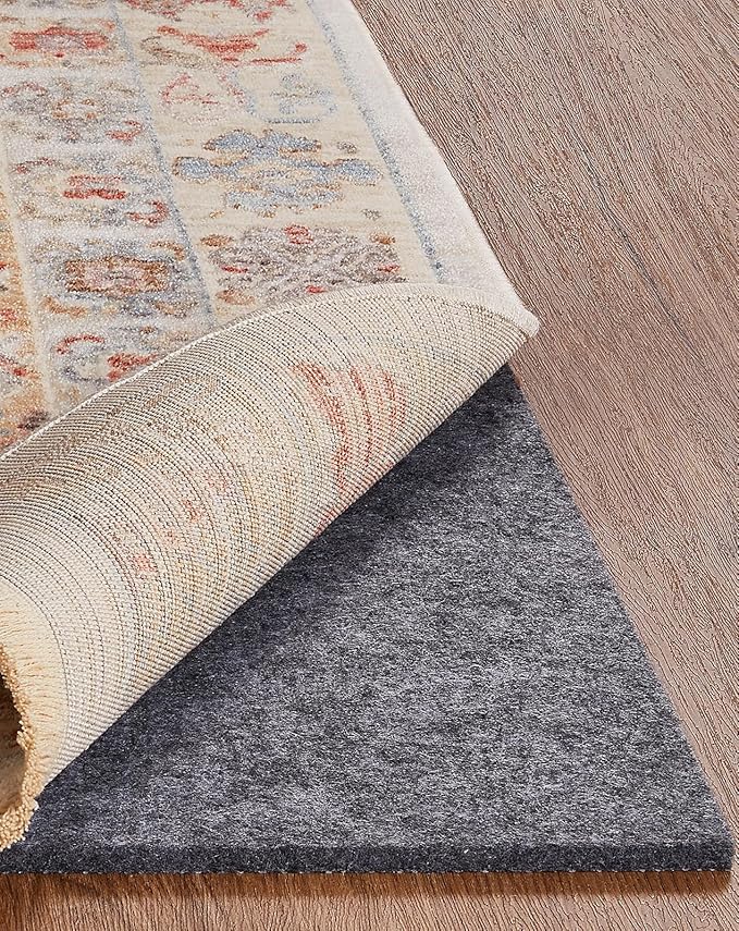Veken Non Slip Cushioned Rug Pad Gripper 5 x 7 Ft, Felt and Silicone Backing, 1/8 inch Thick Carpet Liner for Hardwood Floors and Finishes, Under Area Rugs Anti Skid Mat, Keep Rugs Safe and in Place