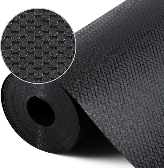 Shelf Liners for Kitchen Cabinets Non Adhesive Drawer Liner for Bathroom Waterproof Refrigerator Liners for Shelves Fridge Plastic Mats Cabinet Cupboard Liner Black 11.8 x 118 Inches