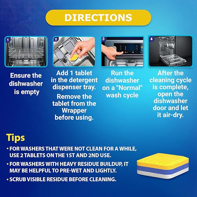 Washing Machine Cleaner Tablets Top Load 14 Pack & Dishwasher Cleaner Deodorizer Descaler Tablets 28 Pack Bundle - 2 Plus Year Supply - Septic Safe Eco Friendly Formula