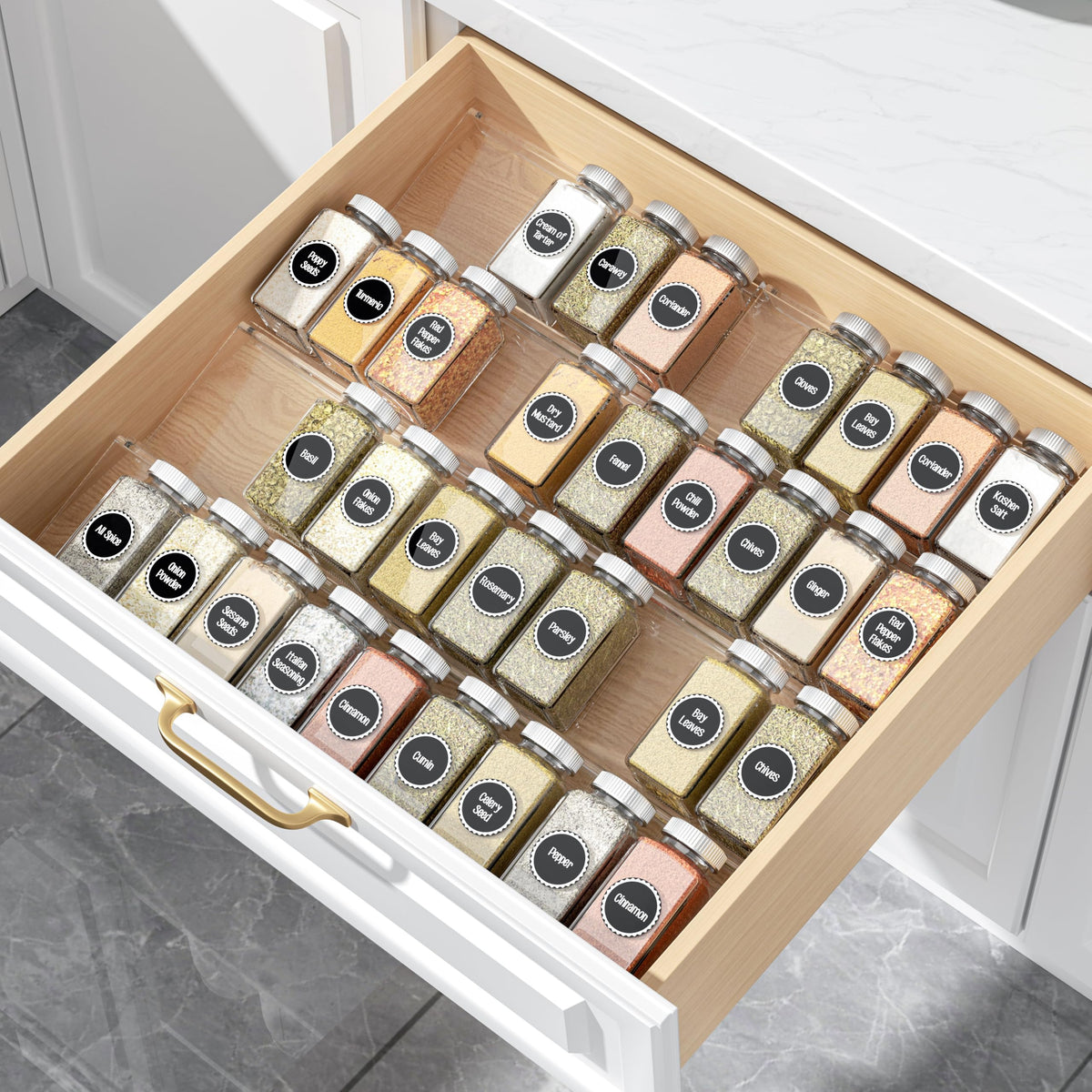 MIUKAA Spice Drawer Organizer, 8 Pcs Clear Seasoning Rack(jar not - Image 1
