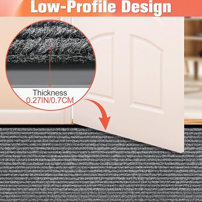 MYFAMIREA Commercial Floor Mat 4' x 6' Extra Large Front Door Industrial Rug Heavy Duty Brush Step Entrance Mat Weather Utility Rug with Non Slip Rubber Backing Low Profile for Entryway, Charcoal Grey
